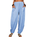 Lockere Damen-Freizeithose aus Baumwolle und Leinen