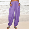 Lockere Damen-Freizeithose aus Baumwolle und Leinen