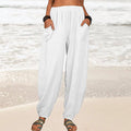 Lockere Damen-Freizeithose aus Baumwolle und Leinen