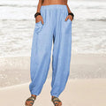 Lockere Damen-Freizeithose aus Baumwolle und Leinen