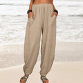 Lockere Damen-Freizeithose aus Baumwolle und Leinen