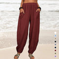 Lockere Damen-Freizeithose aus Baumwolle und Leinen