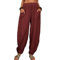 Lockere Damen-Freizeithose aus Baumwolle und Leinen