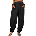 Lockere Damen-Freizeithose aus Baumwolle und Leinen