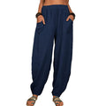 Lockere Damen-Freizeithose aus Baumwolle und Leinen