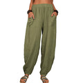 Lockere Damen-Freizeithose aus Baumwolle und Leinen