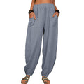 Lockere Damen-Freizeithose aus Baumwolle und Leinen