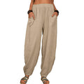 Lockere Damen-Freizeithose aus Baumwolle und Leinen