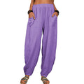 Lockere Damen-Freizeithose aus Baumwolle und Leinen