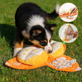 Orangefarbenes Plüsch-Hundespielzeug zum Versteckspiel