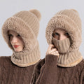 Gestrickte 3-in-1-Kälteschutzmütze für Damen