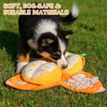 Orangefarbenes Plüsch-Hundespielzeug zum Versteckspiel
