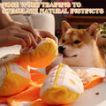 Orangefarbenes Plüsch-Hundespielzeug zum Versteckspiel