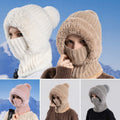 Gestrickte 3-in-1-Kälteschutzmütze für Damen