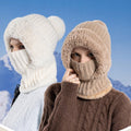 Gestrickte 3-in-1-Kälteschutzmütze für Damen