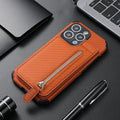 Brieftaschenhülle mit magnetischem Reißverschluss und Kreditkartenhalter für das iPhone