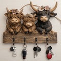 Highland Cow Holz Schlüsselhalter Dekor