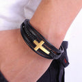Mehrschichtiges Lederarmband im Cross-Stil