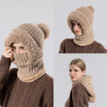 Gestrickte 3-in-1-Kälteschutzmütze für Damen