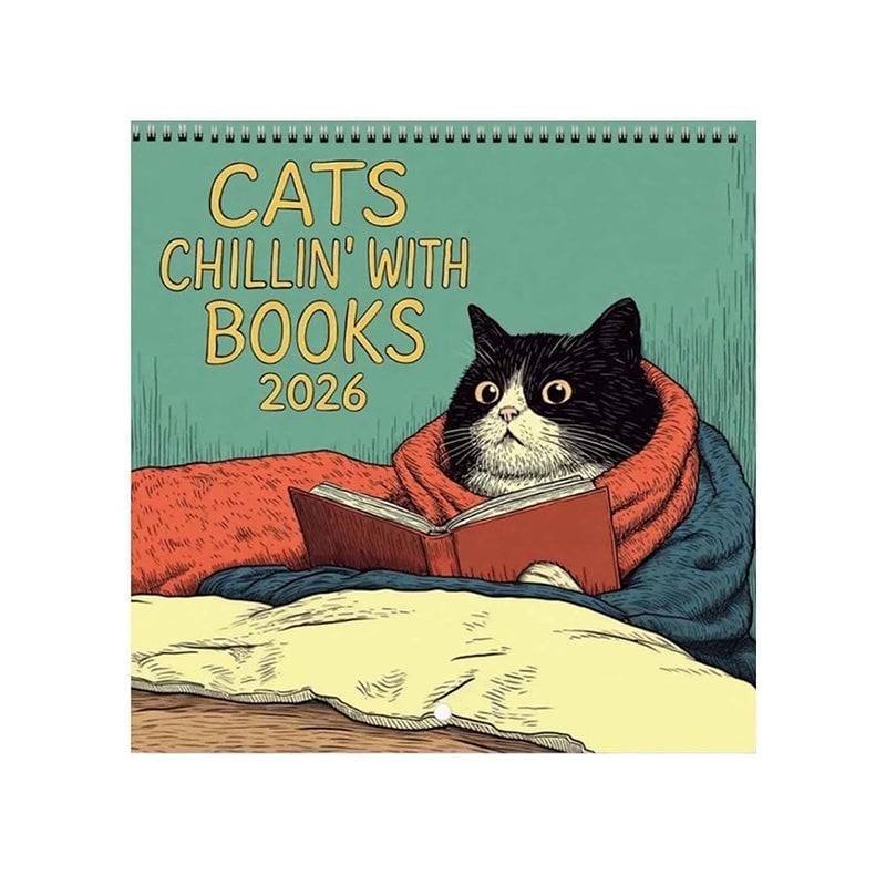Wandkalender "Katzen chillen mit Büchern" 2026