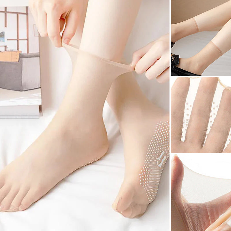Unsichtbare, rutschfeste Socken aus Kristallseide