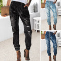Bequeme, zerrissene Jeans mit Kordelzug