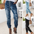 Bequeme, zerrissene Jeans mit Kordelzug