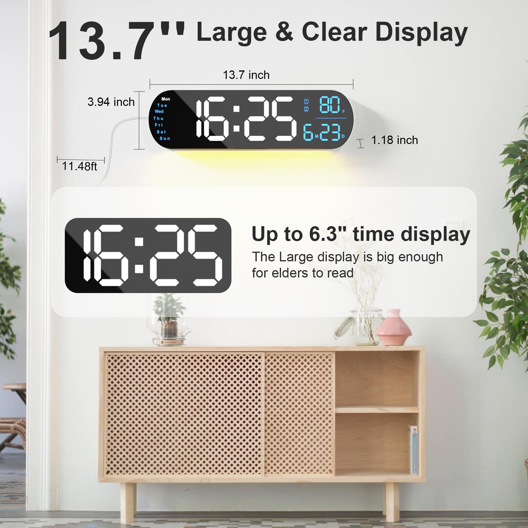 Sakerplus Multifunktions-LED-Display-Uhr Zweitbild