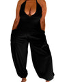Neckholder-Jumpsuit mit zwei Taschen und Ordnerücken