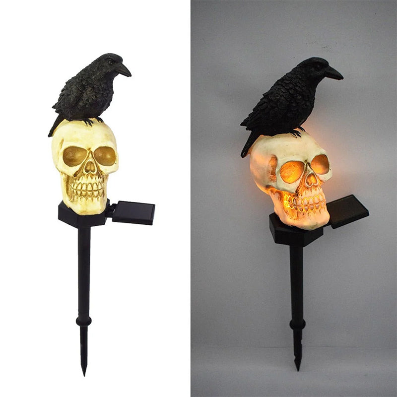 Halloween Solar Totenkopf Krähe Deko Lichter